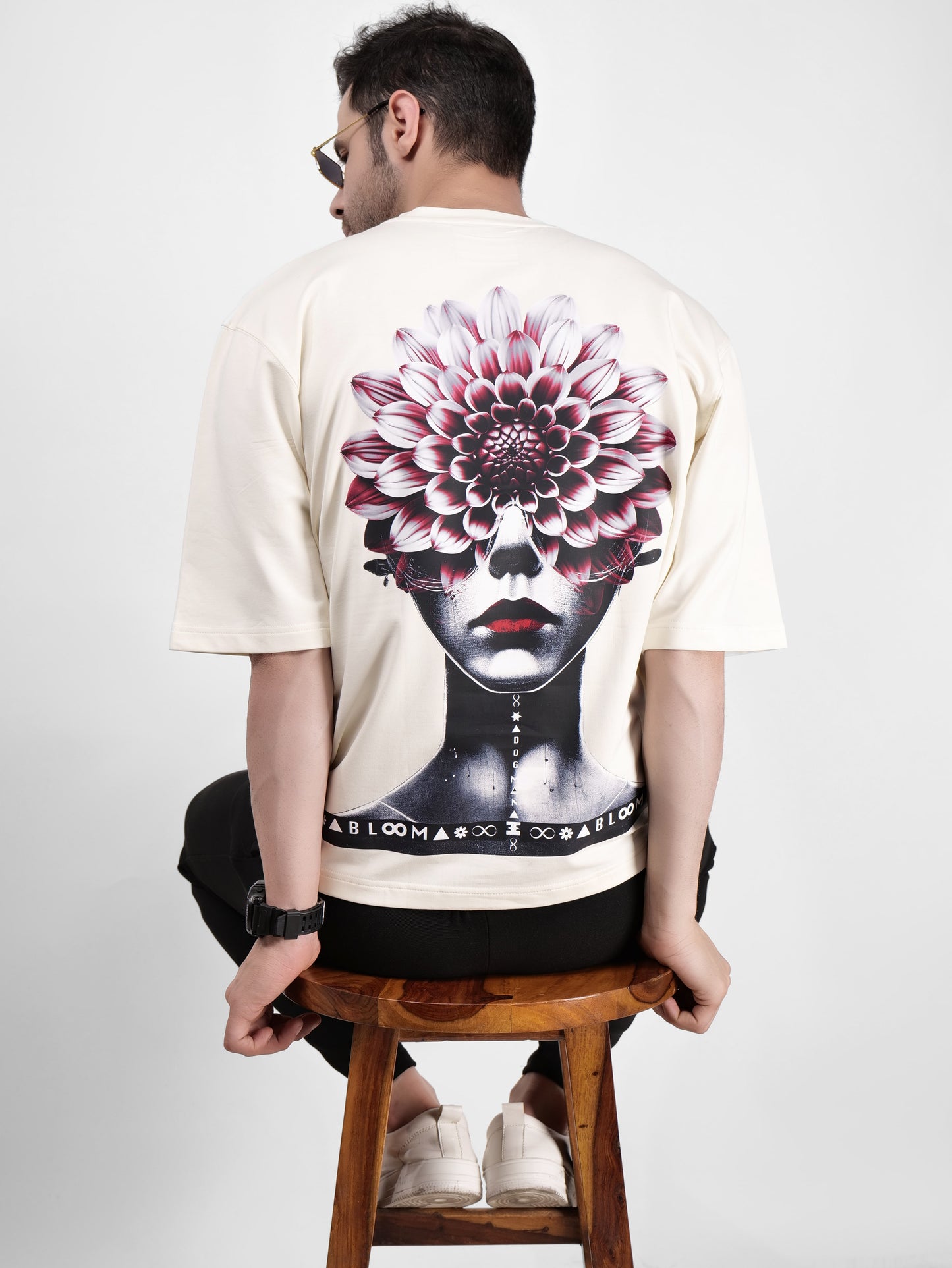 BLOOM SERIES(BTC03)-CREAM OVERSIZED UNISEX TSHIRT