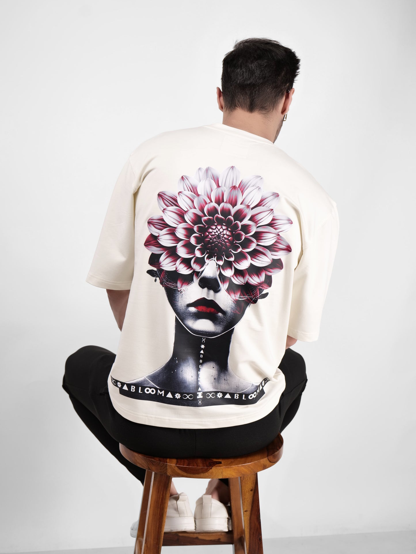 BLOOM SERIES(BTC03)-CREAM OVERSIZED UNISEX TSHIRT