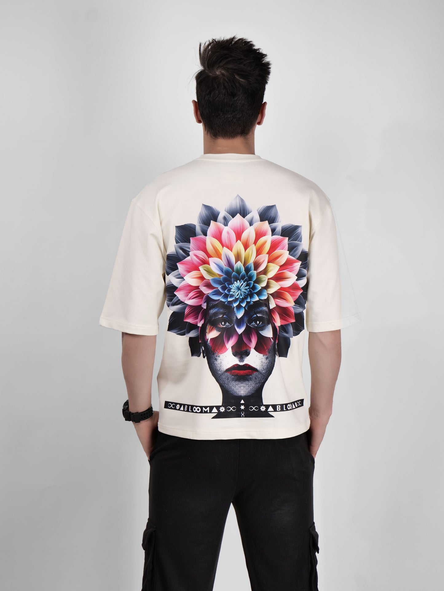 BLOOM SERIES(BTC07)-CREAM OVERSIZED UNISEX TSHIRT