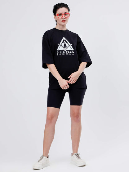 BLOOM SERIES(BTB04)-BLACK OVERSIZED UNISEX TSHIRT