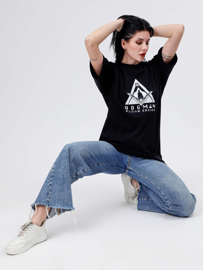 BLOOM SERIES(BTB03)-BLACK OVERSIZED UNISEX TSHIRT