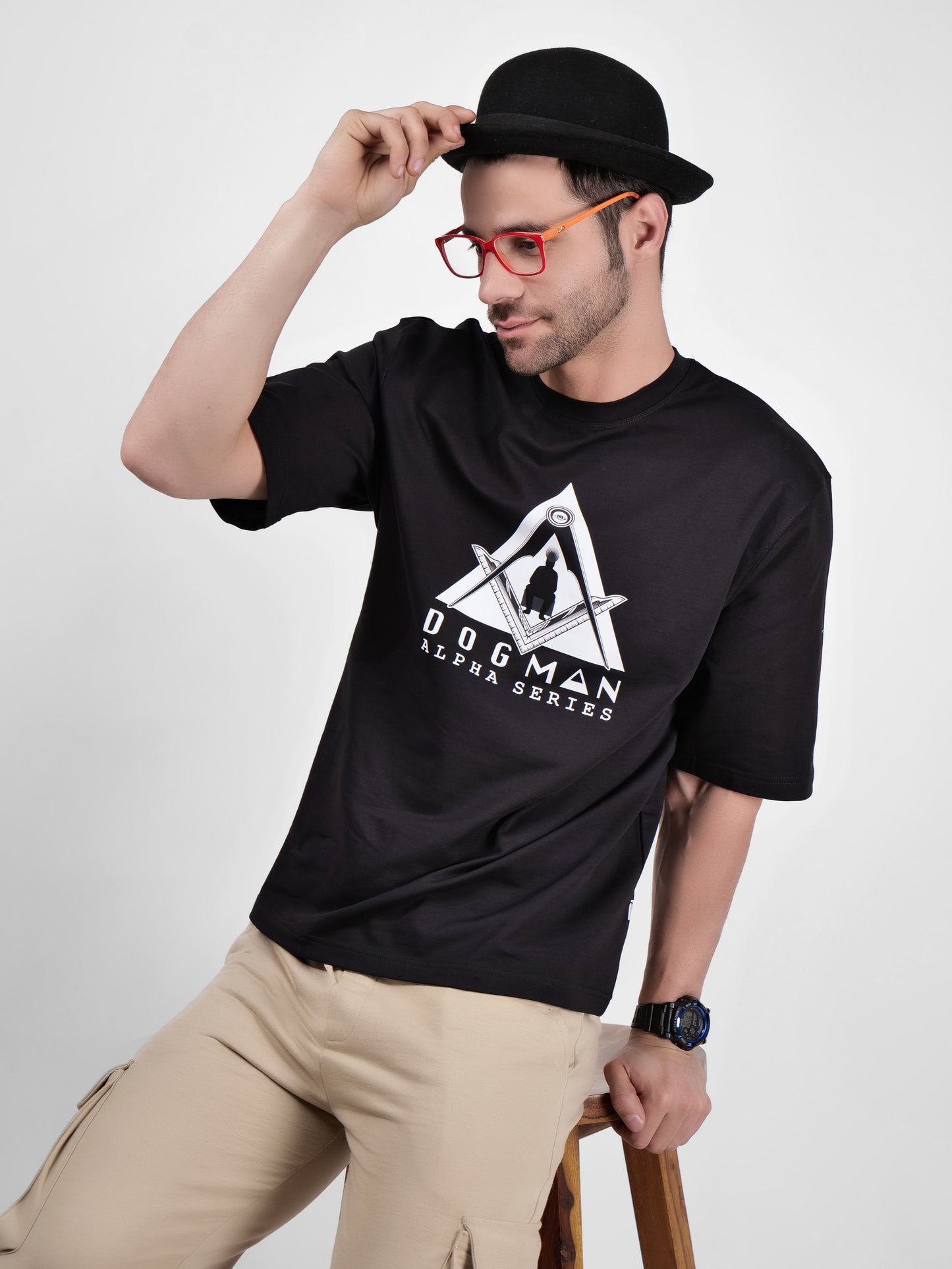 ALPHA SERIES(ATB02)-BLACK OVERSIZED UNISEX TSHIRT