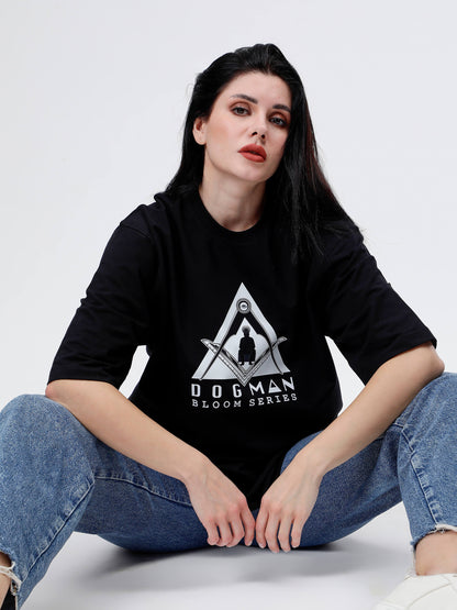 BLOOM SERIES(BTB03)-BLACK OVERSIZED UNISEX TSHIRT