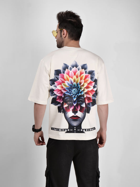 BLOOM SERIES(BTC07)-CREAM OVERSIZED UNISEX TSHIRT