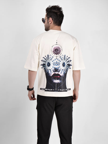 BLOOM SERIES(BTC05)-CREAM OVERSIZED UNISEX TSHIRT