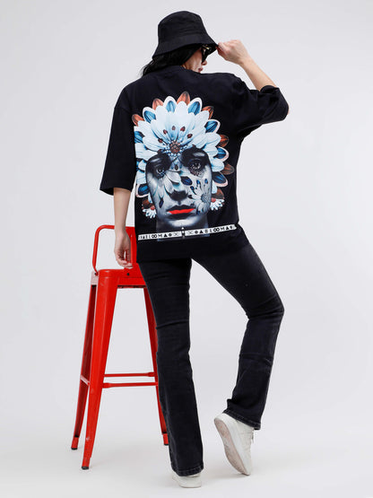 BLOOM SERIES(BTB06)-BLACK OVERSIZED UNISEX TSHIRT