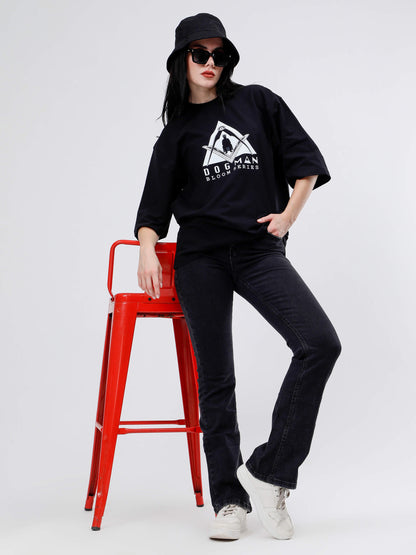 BLOOM SERIES(BTB06)-BLACK OVERSIZED UNISEX TSHIRT