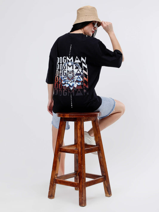 BLOOM SERIES(BTB01)-BLACK OVERSIZED UNISEX TSHIRT