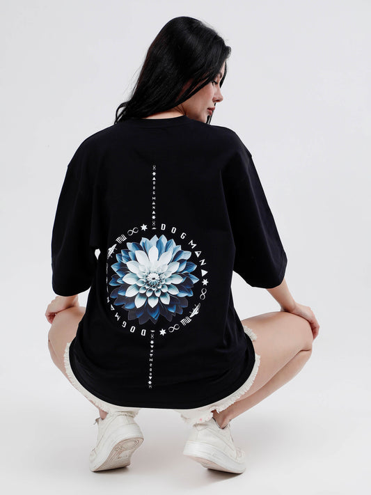 BLOOM SERIES(BTB02)-BLACK OVERSIZED UNISEX TSHIRT