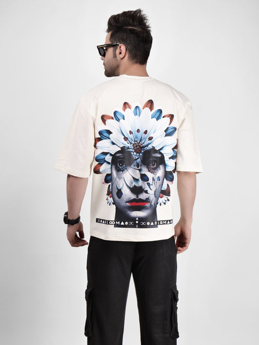 BLOOM SERIES(BTC06)-CREAM OVERSIZED UNISEX TSHIRT