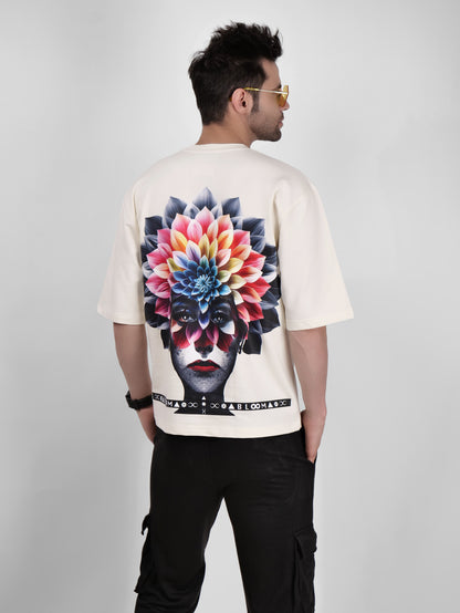 BLOOM SERIES(BTC07)-CREAM OVERSIZED UNISEX TSHIRT