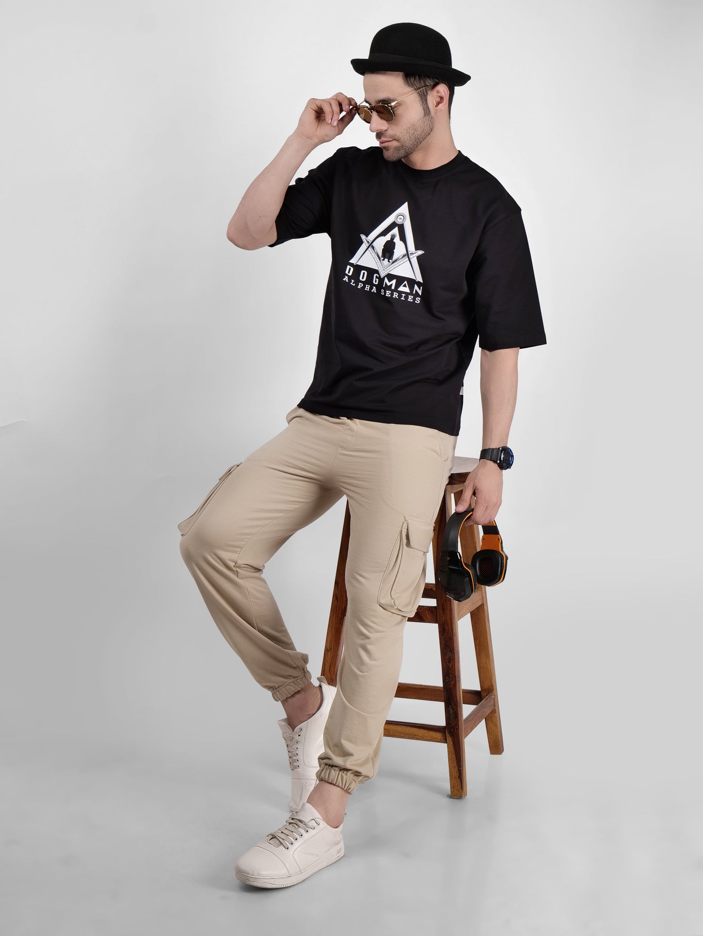 ALPHA SERIES(ATB08)-BLACK OVERSIZED UNISEX TSHIRT