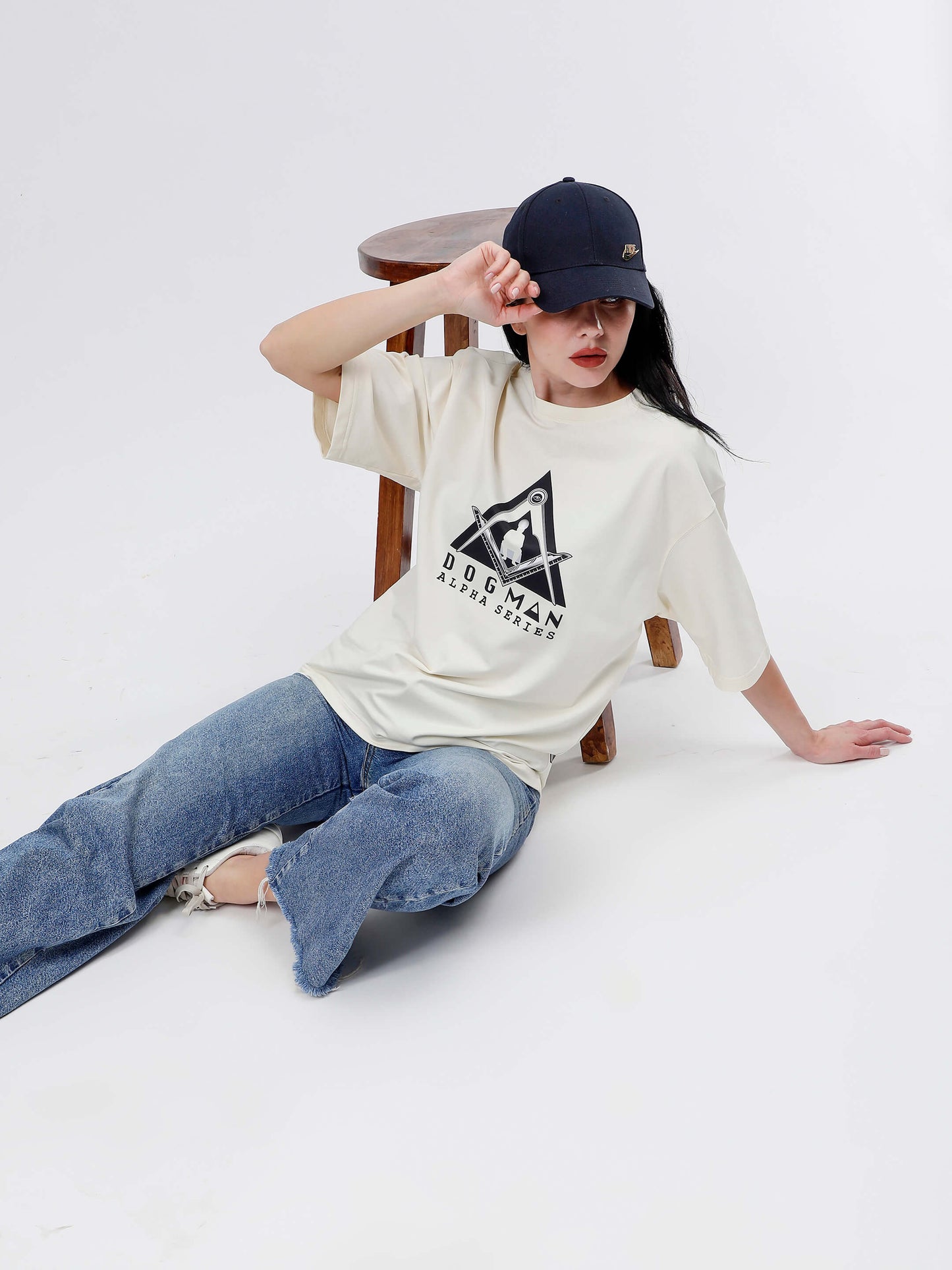 ALPHA SERIES(ATC08)-CREAM OVERSIZED UNISEX TSHIRT