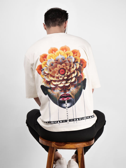 BLOOM SERIES(BT04)-CREAM OVERSIZED UNISEX TSHIRT