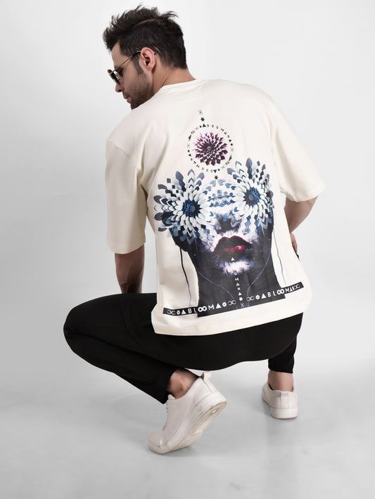 BLOOM SERIES(BTC05)-CREAM OVERSIZED UNISEX TSHIRT