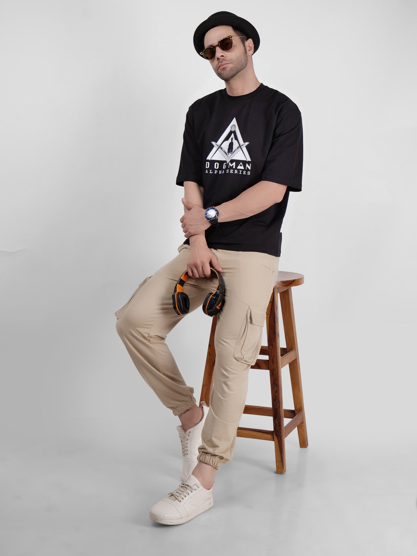 ALPHA SERIES(ATB08)-BLACK OVERSIZED UNISEX TSHIRT