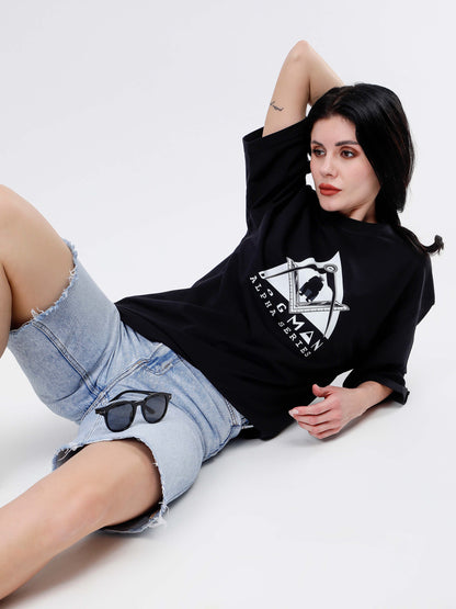 ALPHA SERIES(ATB10) -BLACK OVERSIZED UNISEX TSHIRT