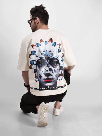 BLOOM SERIES(BTC06)-CREAM OVERSIZED UNISEX TSHIRT