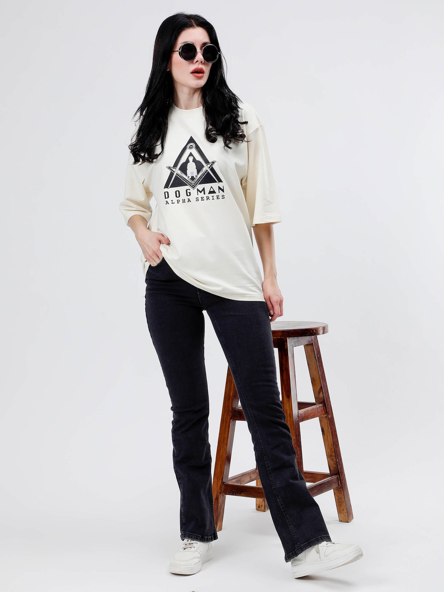 ALPHA SERIES(ATC07)-CREAM OVERSIZED UNISEX TSHIRT