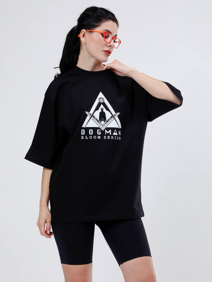 BLOOM SERIES(BTB04)-BLACK OVERSIZED UNISEX TSHIRT