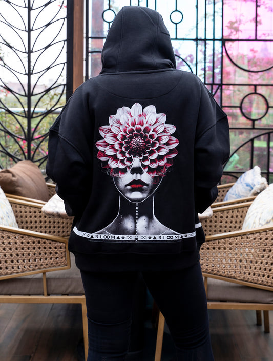 BLOOM SERIES(BHB03)-BLACK UNISEX HOODIE