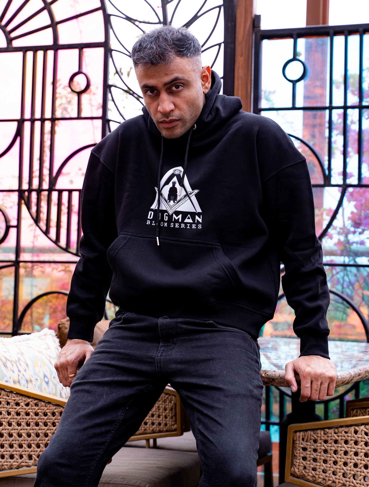 BLOOM SERIES(BHB04)-BLACK UNISEX HOODIE